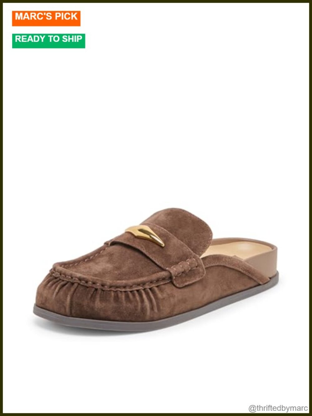Suede Round Toe Pull-On Mule Flats Casual Comfort Party Shoes